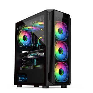 LAPCARE Champ LGT-423 Gaming Computer Case Champ With RGB Fans - Black